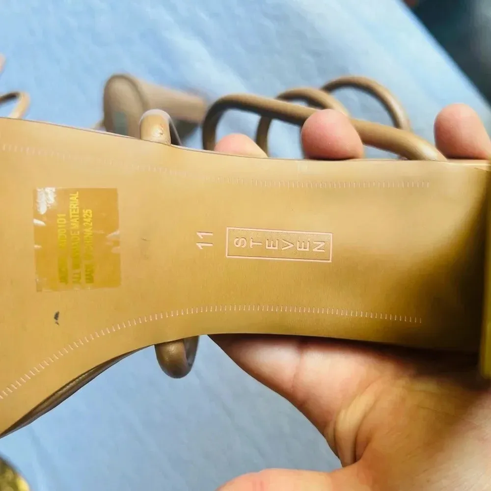 STEVEN New York Jaidin Ankle Wrap Heel in Nude Strappy Sandal Size 11 - Image 10