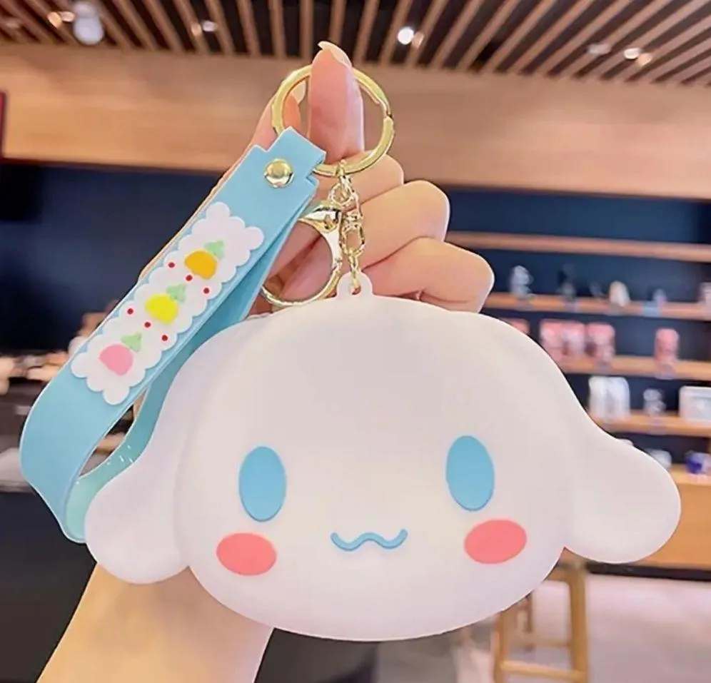 NWT! Cinnamoroll Sanrio Kawaii Silcone Coin Wallet Key Chain Bag NEW - Image 5