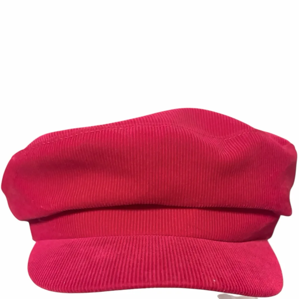 Zara red Corduroy newsboy Cap - Image 2