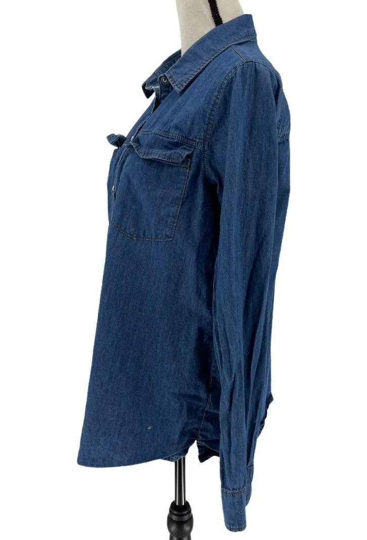 Cotton Denim Button Down Shirt - Image 2