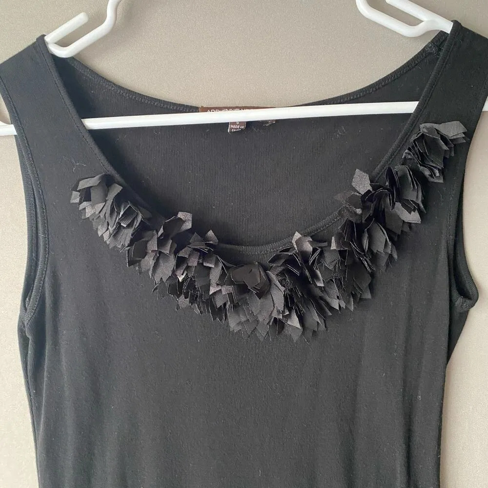Adrienne Vittadini sz S black ruffle tassel sleeveless tank blouse - Image 2