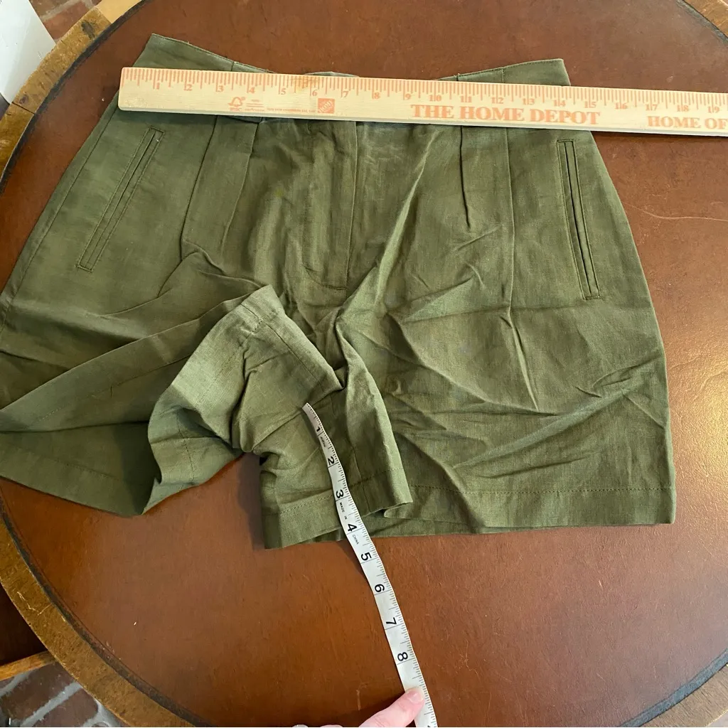 tuckernuck army green safari shorts linen cotton size small nwt - Image 3