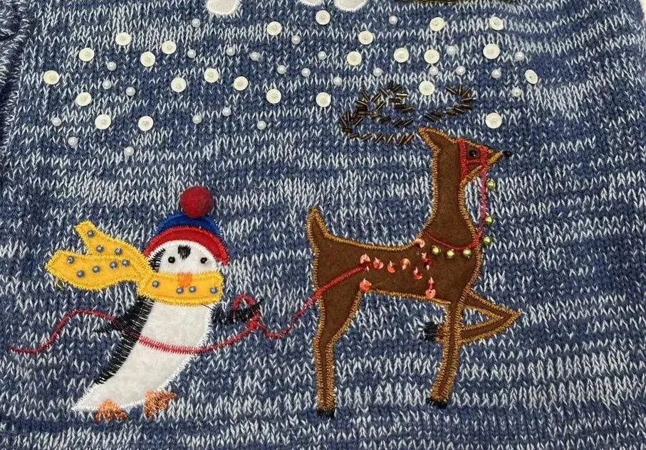 CJ Banks Hand Embroidered Button Up Ugly Christmas Cardigan Sweater Womens 1X - Image 3