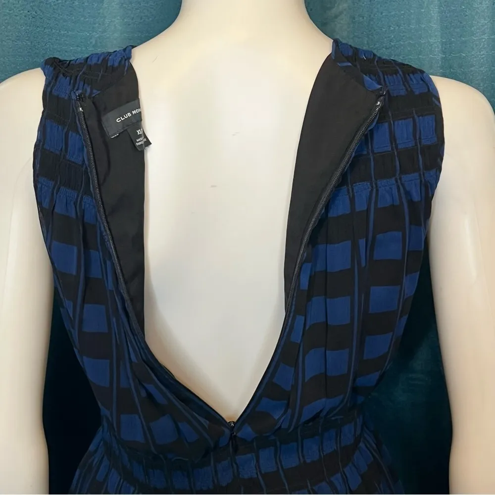 Club Monaco Geo Print Black Blue Peplum Top Size XS - Image 8