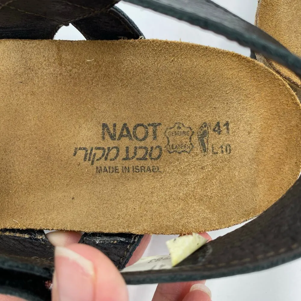 NAOT Women Black Leather Cork Foot Bed Israeli Kayla Sandals Size US 10/ 41 - Image 10