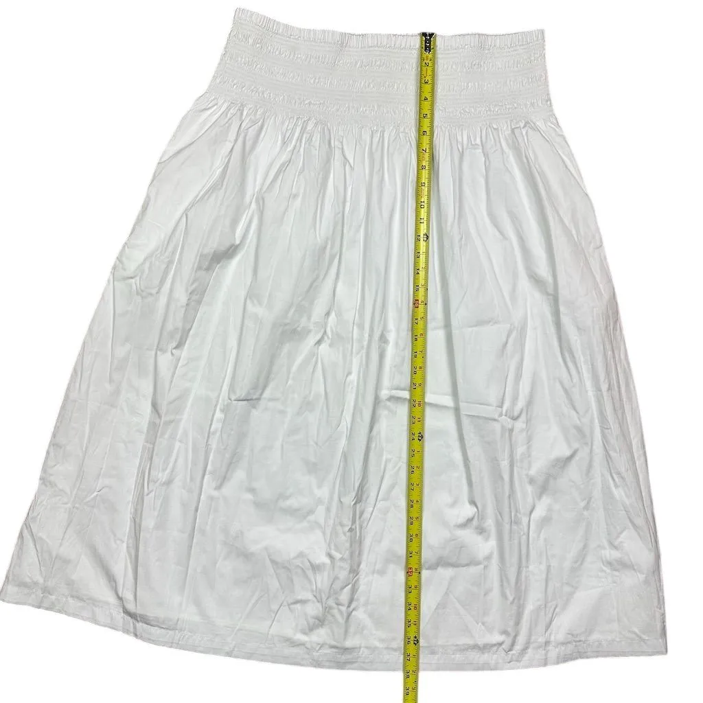 NWT Madewell Women's 2X White Smocked-Waist Poplin Midi Skirt Casual - Image 10
