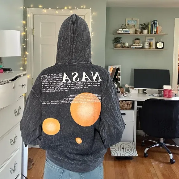 NASA Gray  Acid Washed Hoodie - Image 2