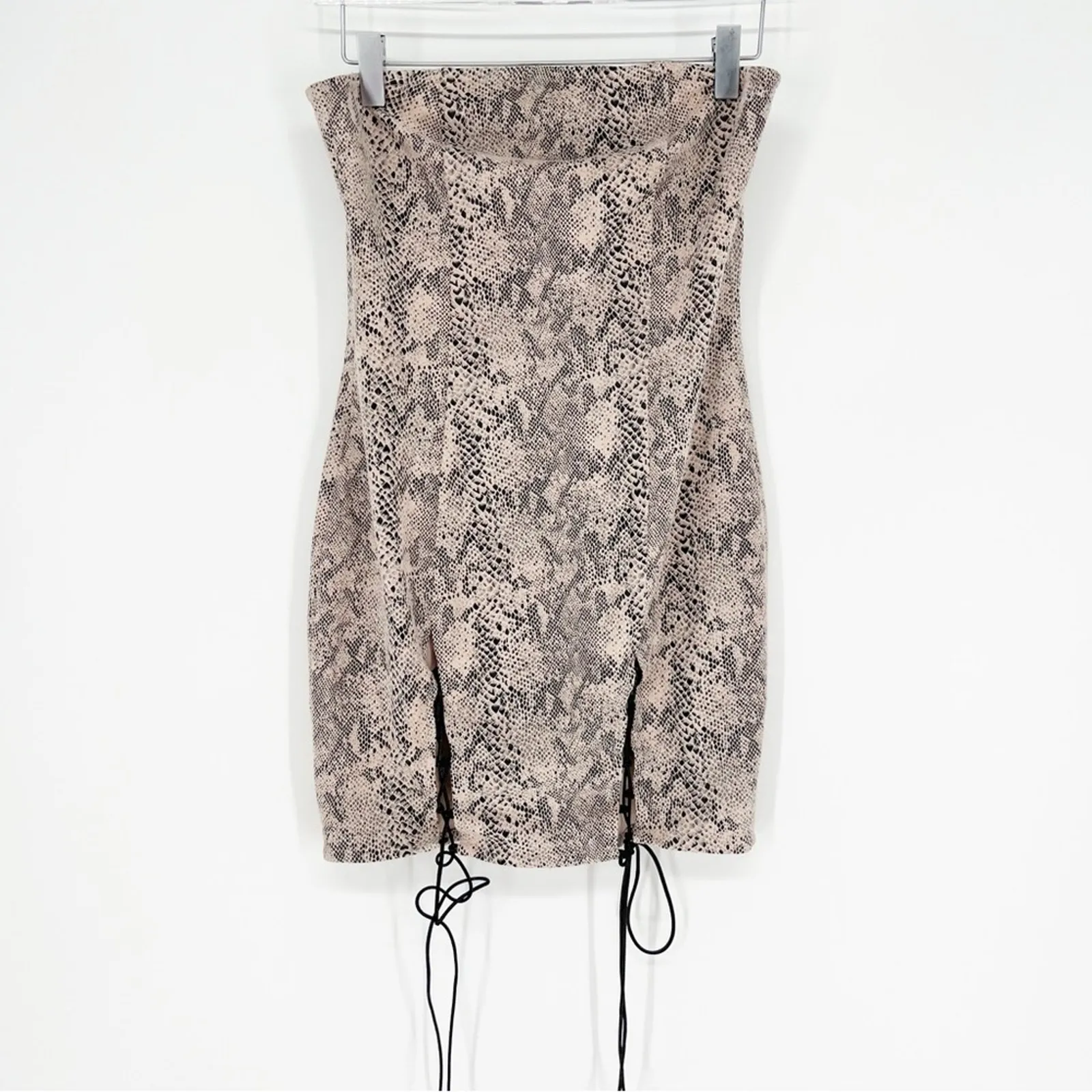 MESHKI Snakeskin Strapless Mini Dress‎ S - Image 2