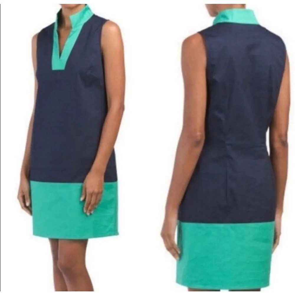 SAIL TO‎ SABLE Tunic Shift Dress Womens Small Mint Green Navy Classic Colorblock - Image 12