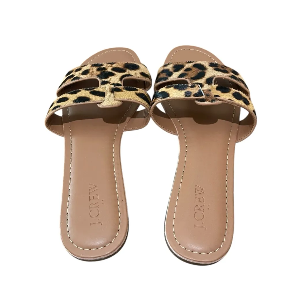J.Crew Factory Leopard Print Calf Hair Flat Sandals Brown Women’s Size 8 - Image 5