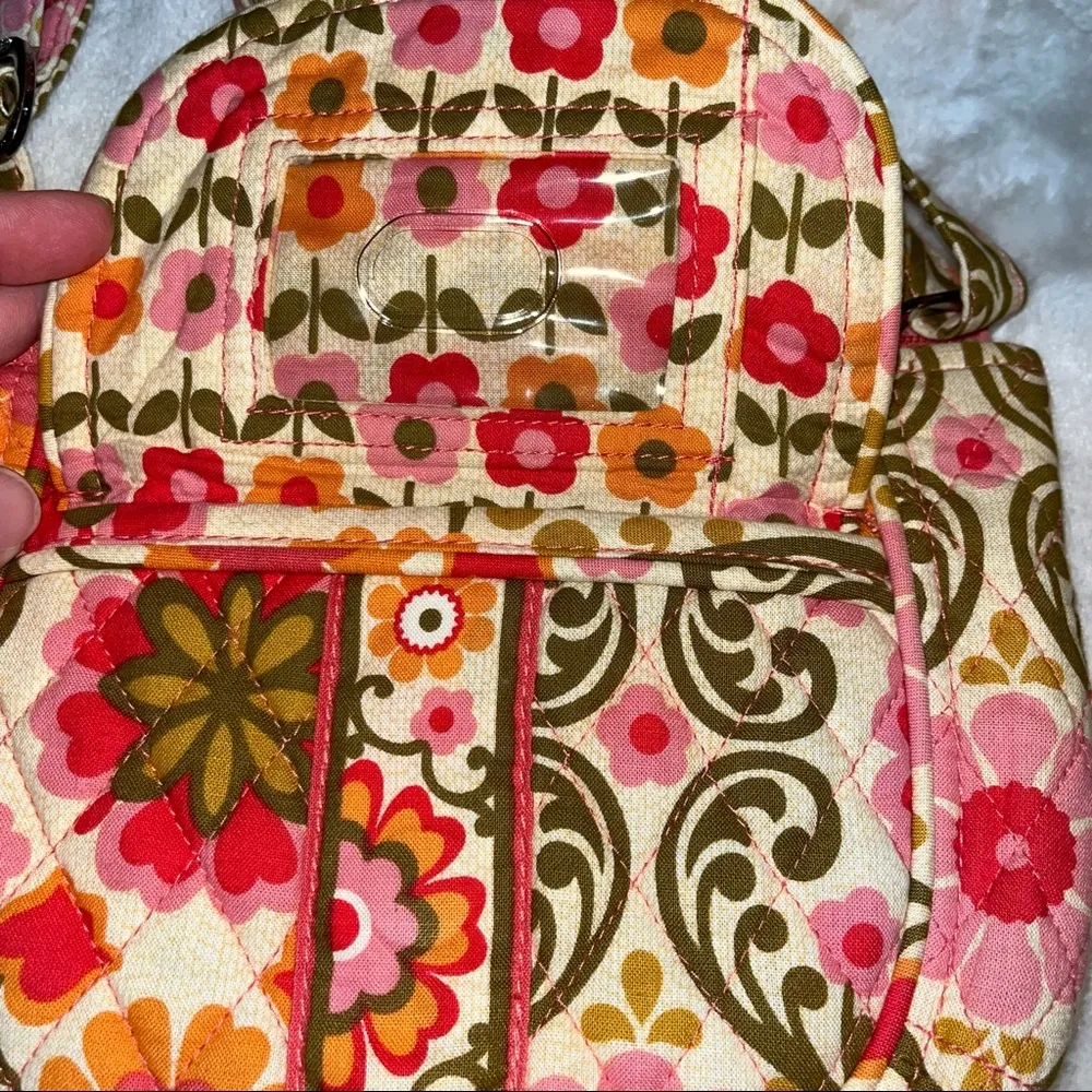 Vera Bradley Crossbody Hipster Saddle Bag Purse, coral red orange flowers - Image 3