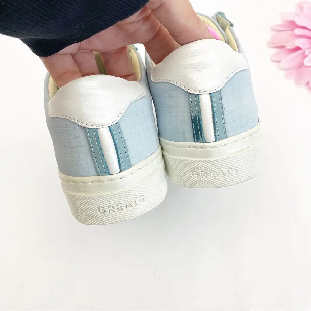 Greats Brooklyn Royale Suede Leather Canvas Sneakers: Two Tone Light Sky Blue Size 7.5 - Image 8