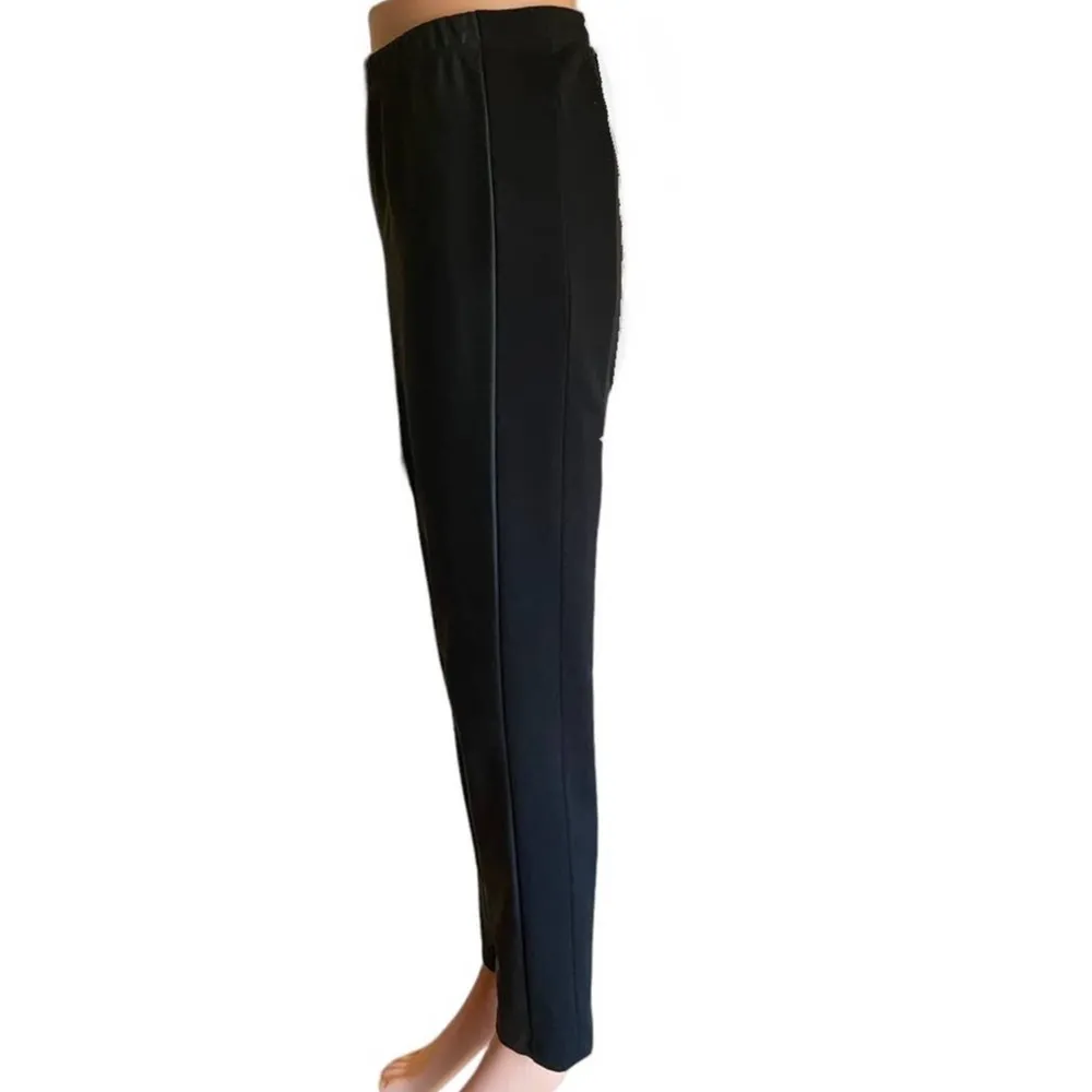 ELLEN TRACY Black Faux Leather & Rayon Side Strip Pants ~ Women's Size MEDIUM - Image 3