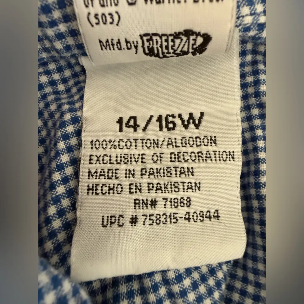 Tweety Bird Blue Plaid Gingham Button Tank Top, Size 14/16W - Image 6