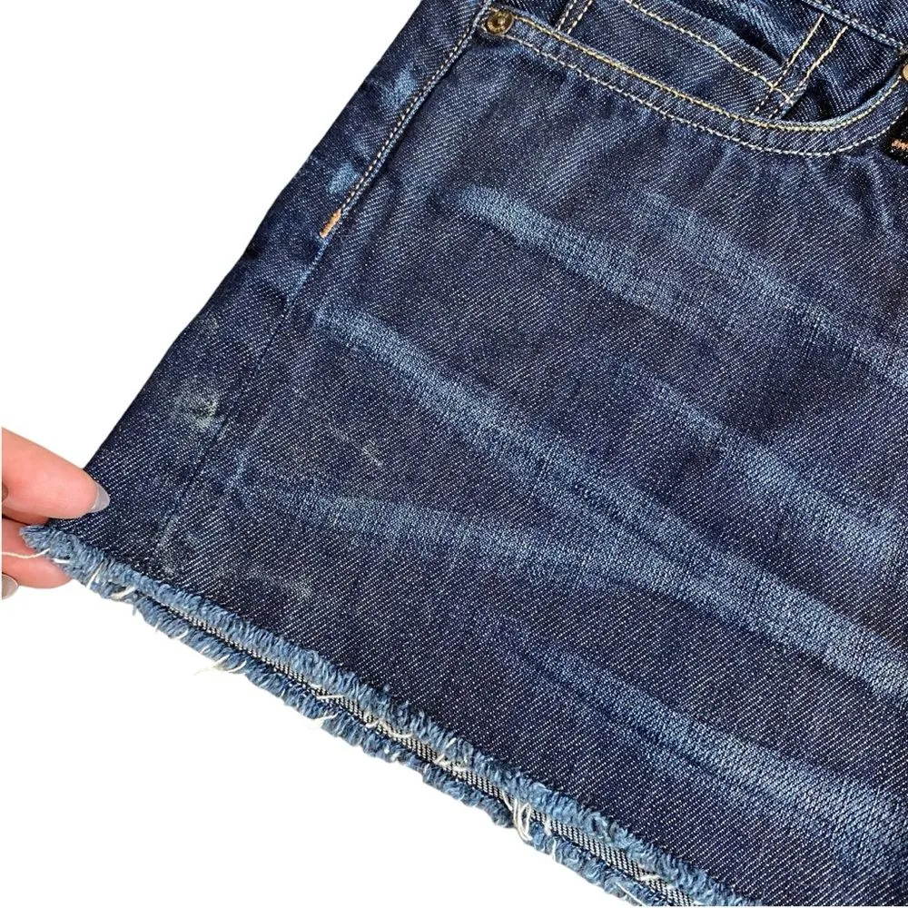 All Saints Spitalfields 10 Micro‎ Mini Denim Jean Skirt Frayed Short Y2K - Image 2