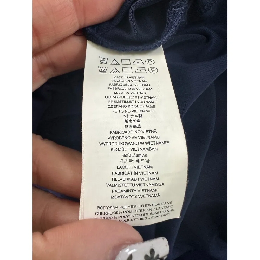 Michael Kors Navy Embellished Studded Trim Front Tie Neck Classy Jumpsuit XS 2 Blue - Image 9