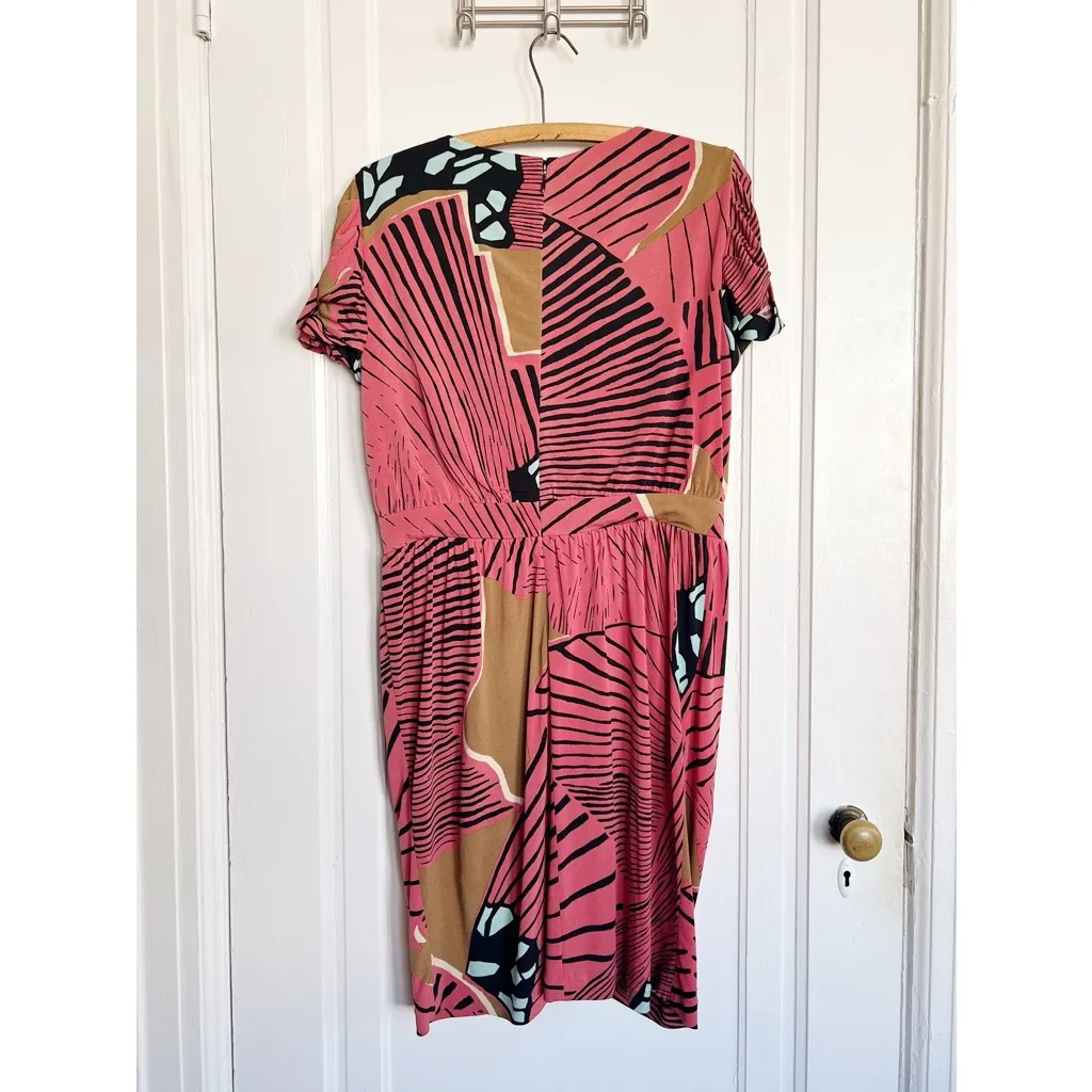 Tibi • Faux Wrap Jersey Dress red graphic tropical print draped knit cocktail - Image 13