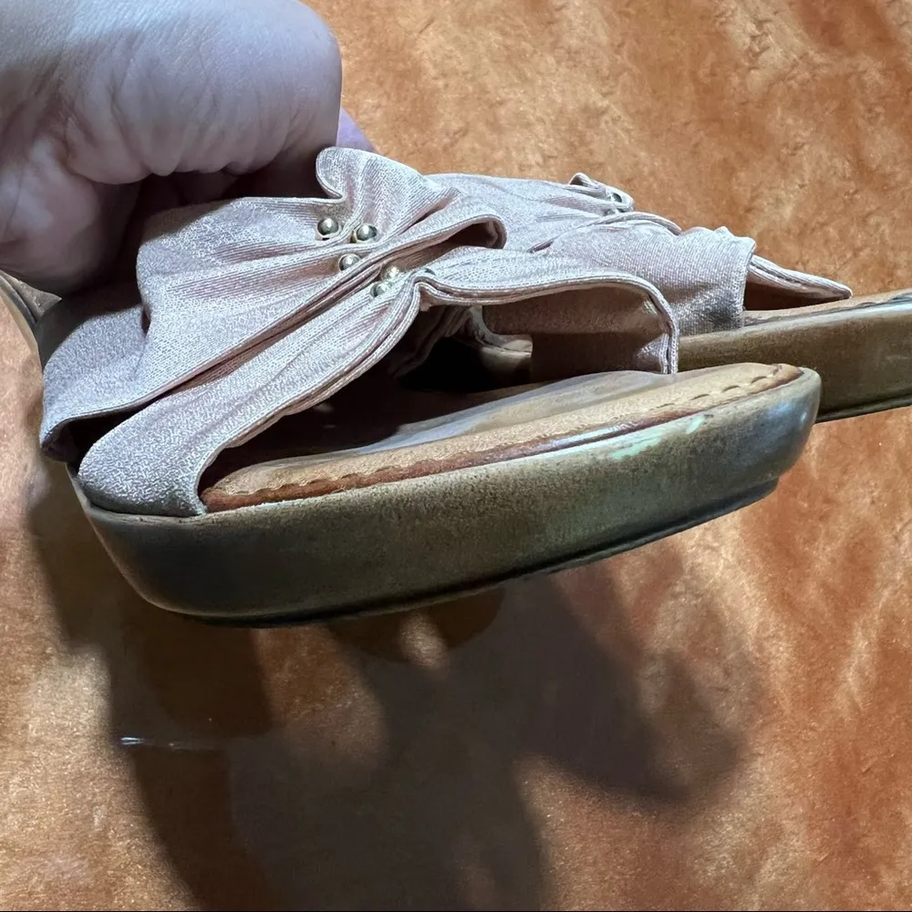 Italian Shoemakers Wedge Sandals pink organza and gold beads size 6.5 - Image 11