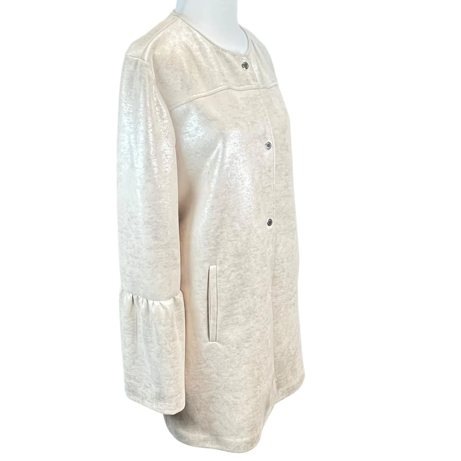 Marc New‎ York Andrew Marc Ivory Shimmer Bell Sleeve Coat Jacket Women's M Size M - Image 3