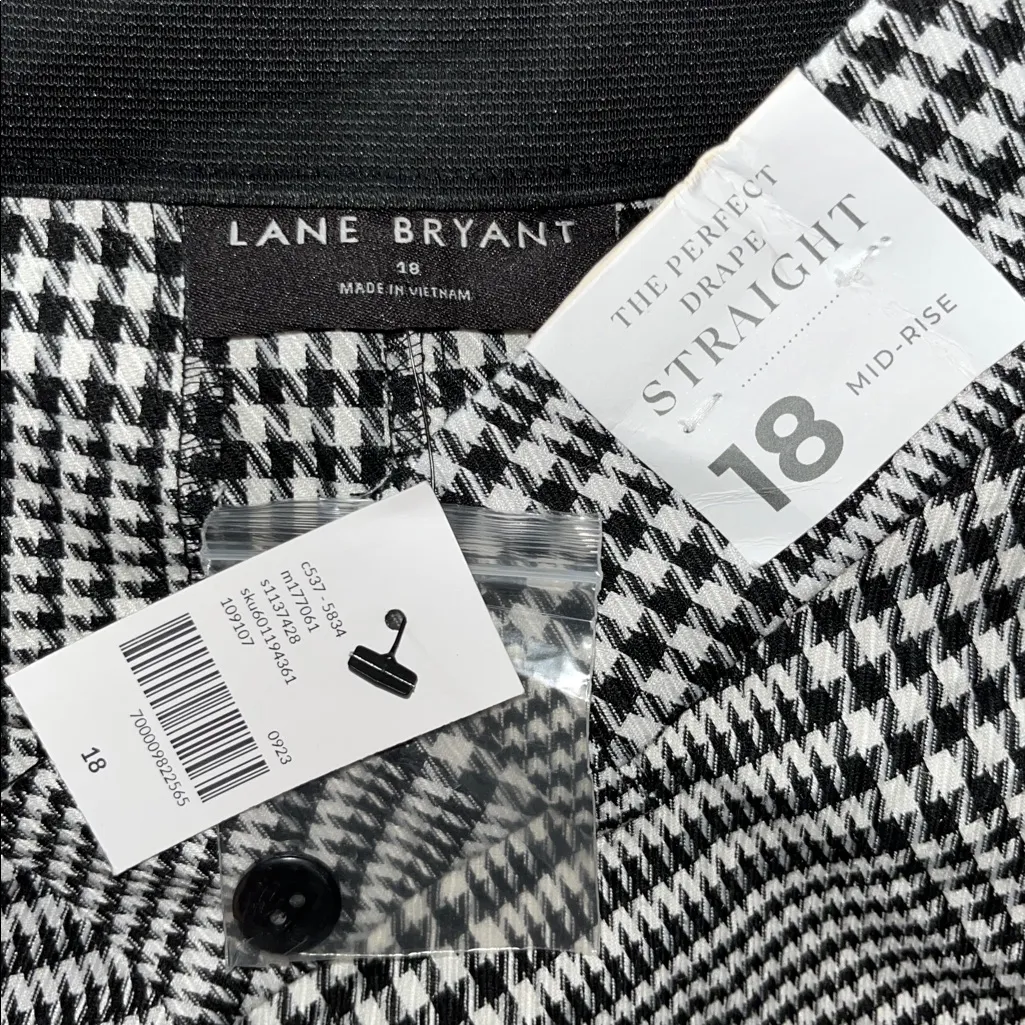 Lane Bryant NWT Sz 18 Houndstooth Mid Rise The Perfect Drape Straight Leg Pants - Image 4