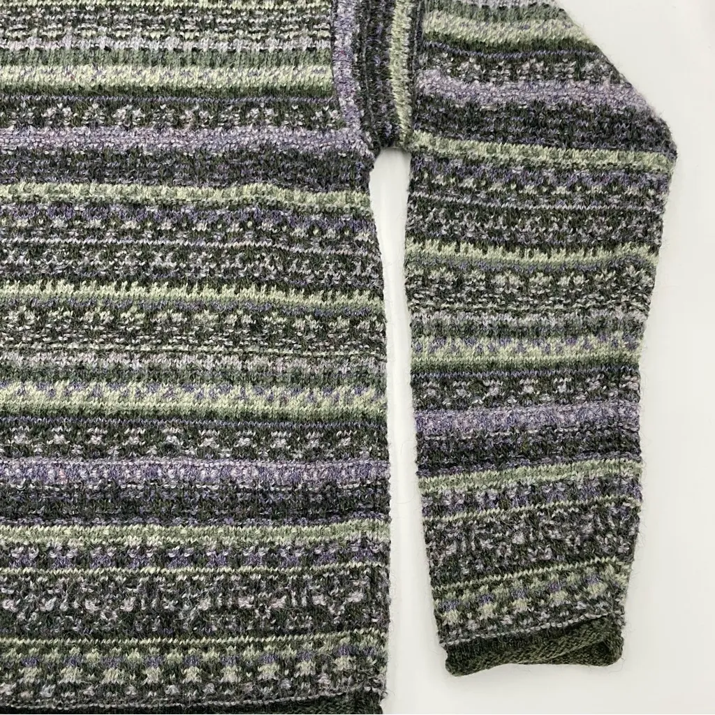 Striped Cardigan‎ Sweater Women Wool Cotton Acrylic Green Purple Unique Buttons - Image 9