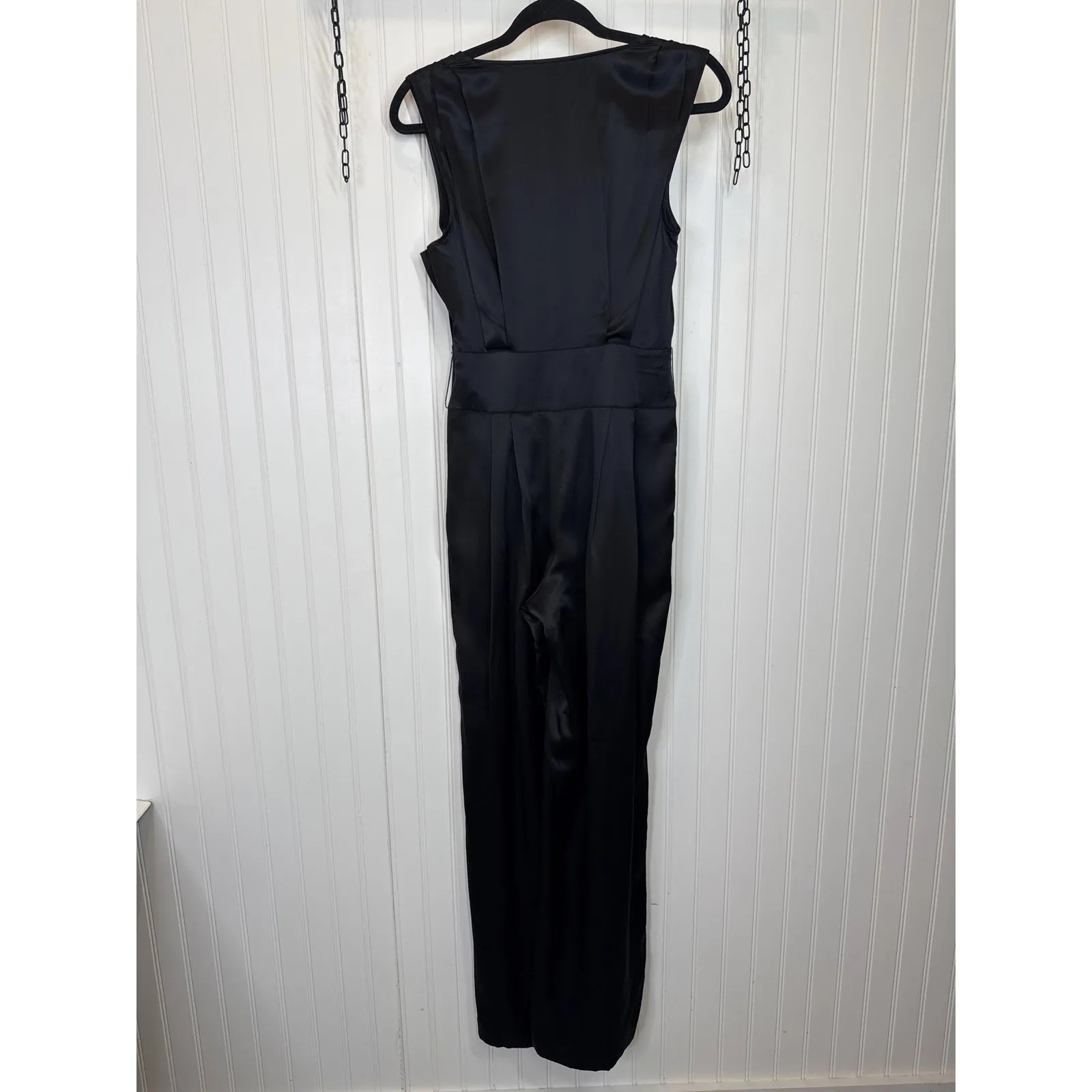 NWOT L’AGENCE Lucinda Jumpsuit Black V-Neck Sleeveless Silk Party NO BELT Size S - Image 3