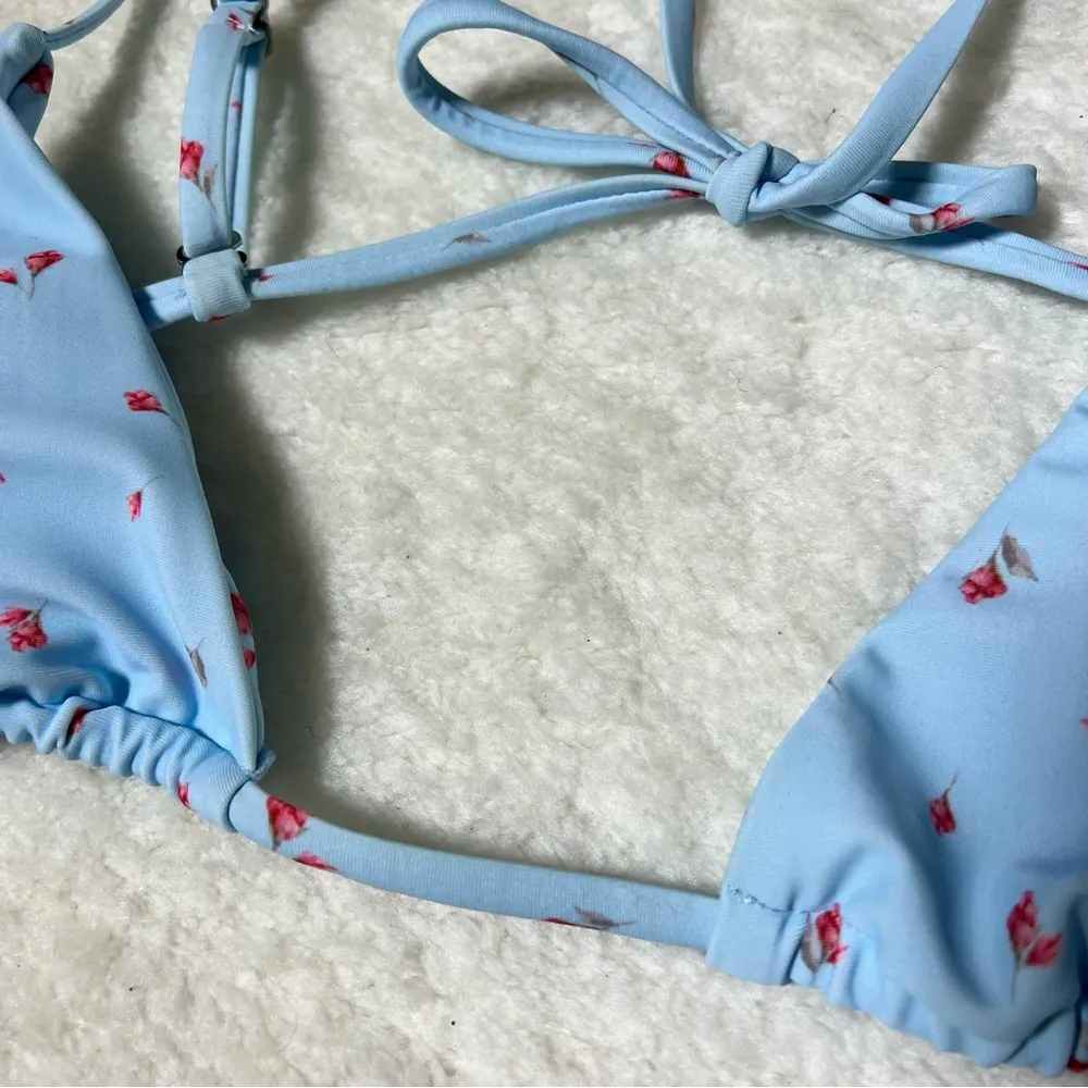 Shein Light Blue Floral Triangle Bikini Top - Image 4