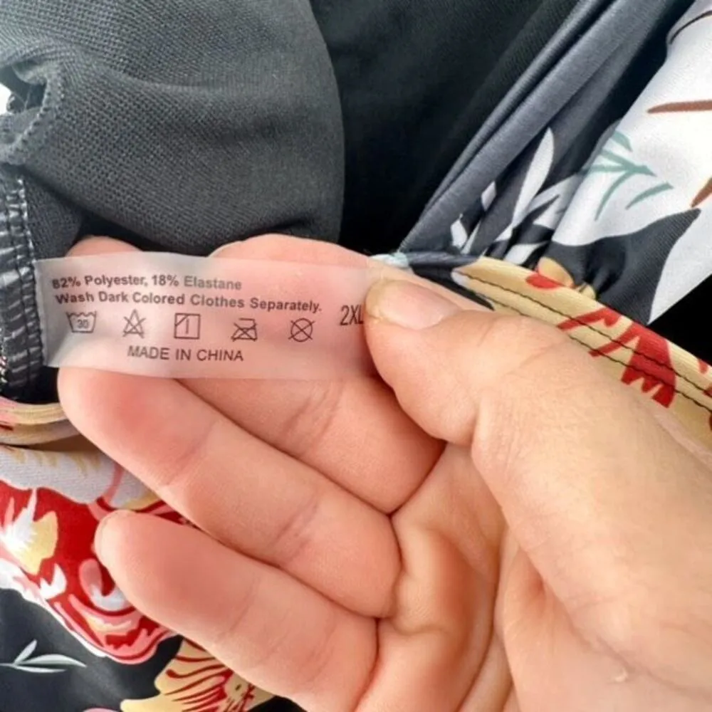 NWOT Women’s Black & Red Floral‎ One Piece Swim suit Size 2XL Black - Image 11