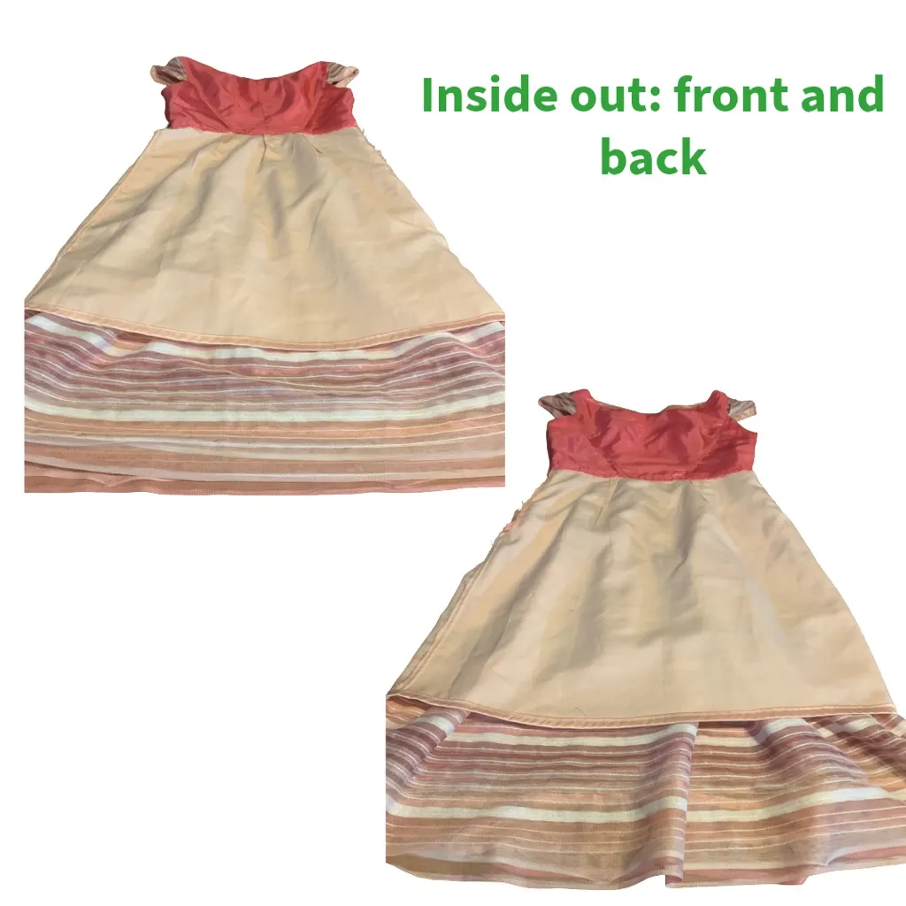 VINTAGE 1960'S PINK CHIFFON OMBRE STRIPED PARTY DRESS WITH SEQUINS (M) Size M - Image 11