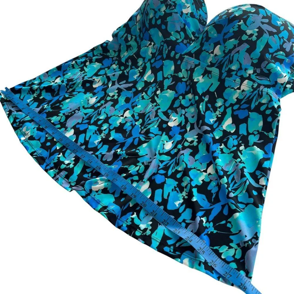 Swimsuits for All BRA SIZE SWEETHEART UNDERWIRE TANKINI TOP Floral Plus Size 44F Black - Image 12