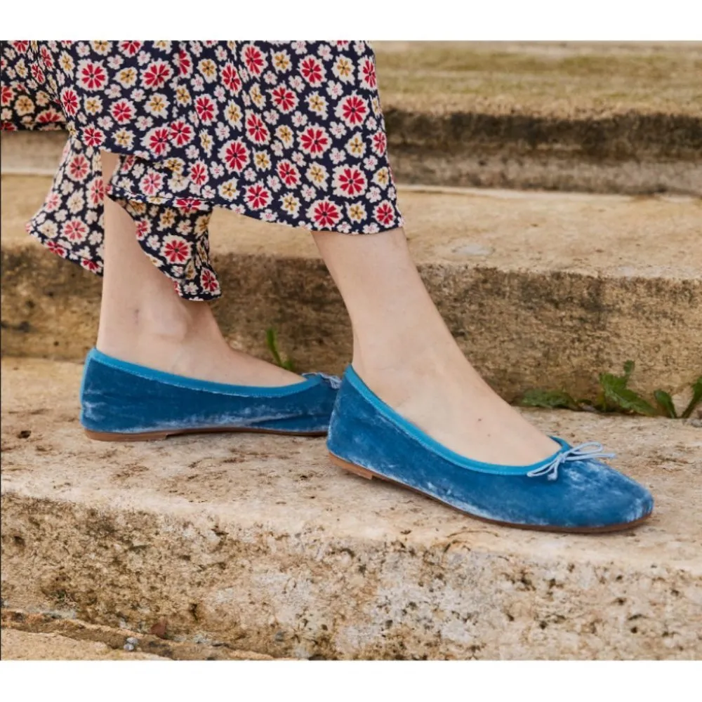 💕DOEN💕 Ballerina Slipper ~ Cerulean Blue Velvet Leather Flats EU 42 US 11 NWT Size undefined - Image 5