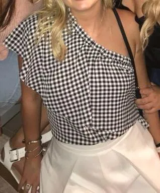 BP One shoulder gingham top - Image 4