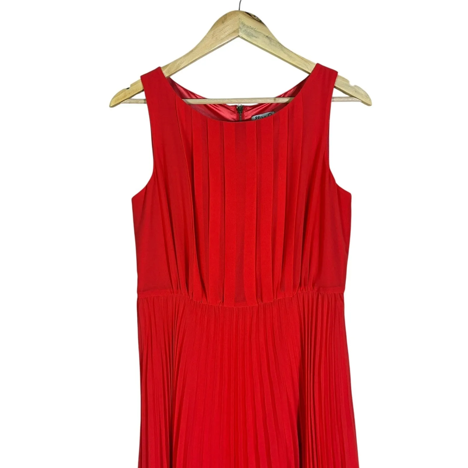 Eliza J Womens Pleated Sleeveless Maxi Dress Size 6 Red Formal Event - Image 3