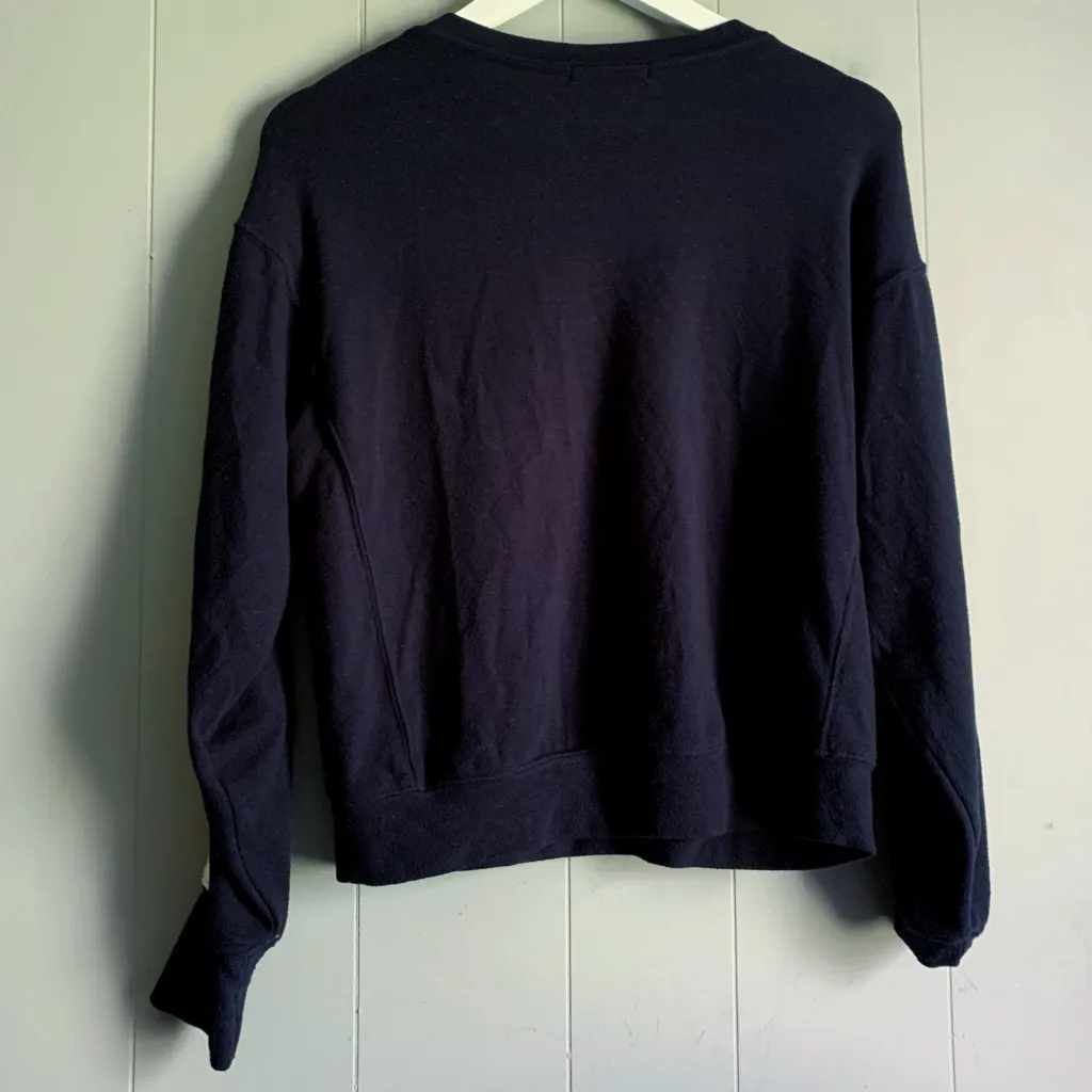 Michael Stars Women's Navy Blue Gigi Pullover with Stripe Trim Rainbow S - Image 4