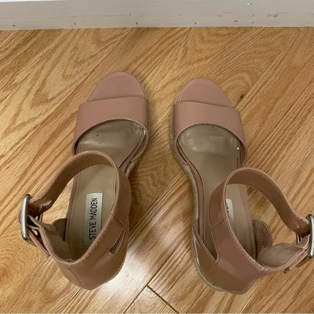 Steve Madden Villa Wedge Espadrille Sandals, Blush, Size 7, EUC - Image 8