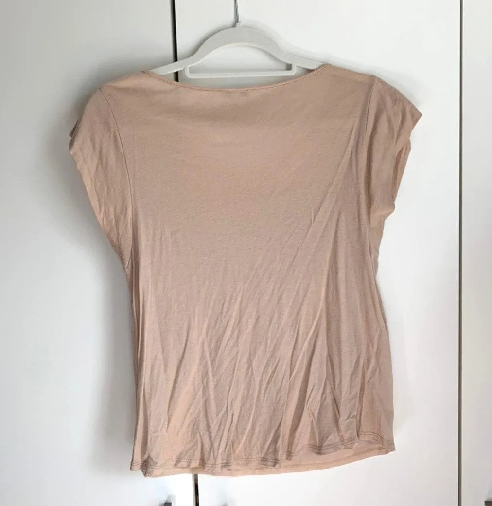 Tan Beige Sequin Striped Knit Top - Image 2