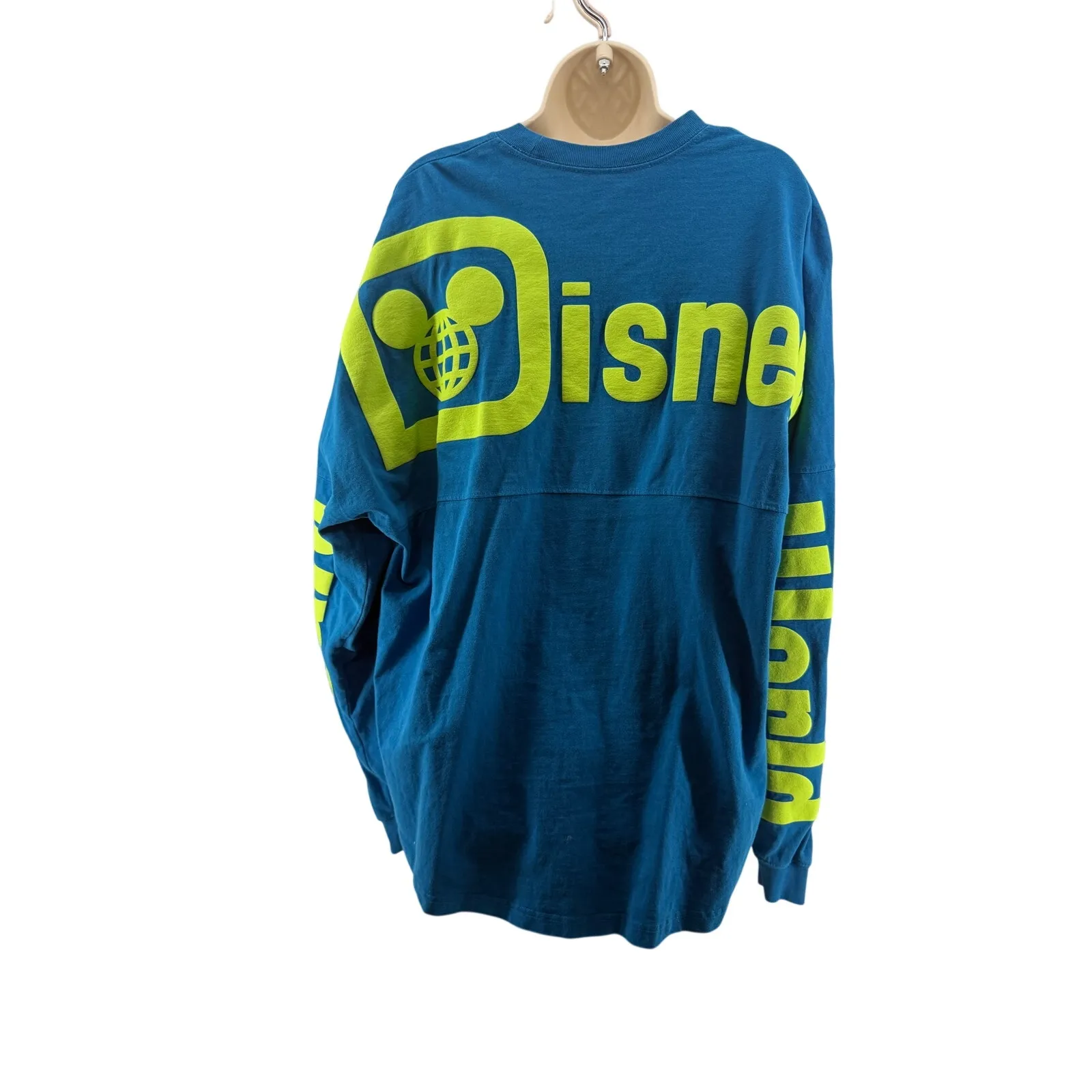 Walt Disney World Spirit Jersey Adult XL Blue Neon Green Parks Mickey Globe - Image 5