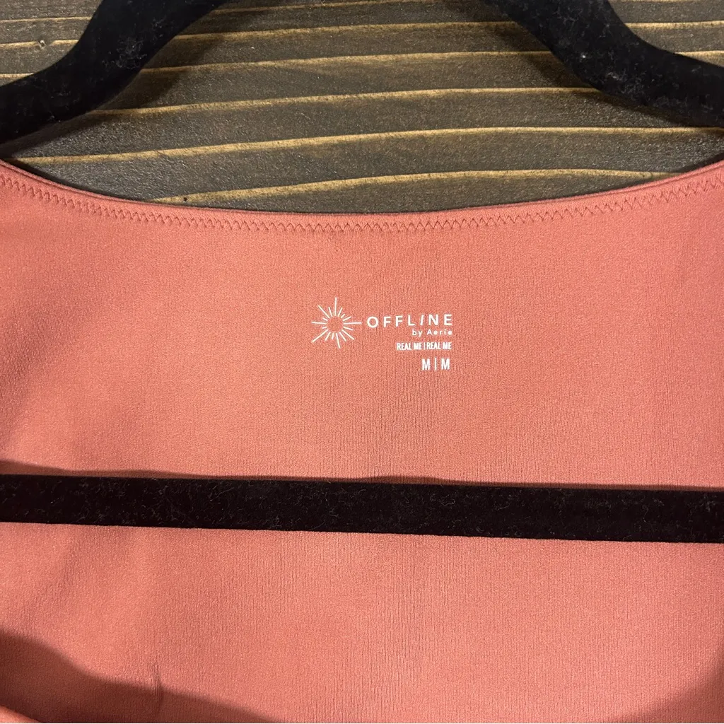 Offline by Aerie Pink Real Me Square Neck Tee Women’s Size M Crop Top - Image 2