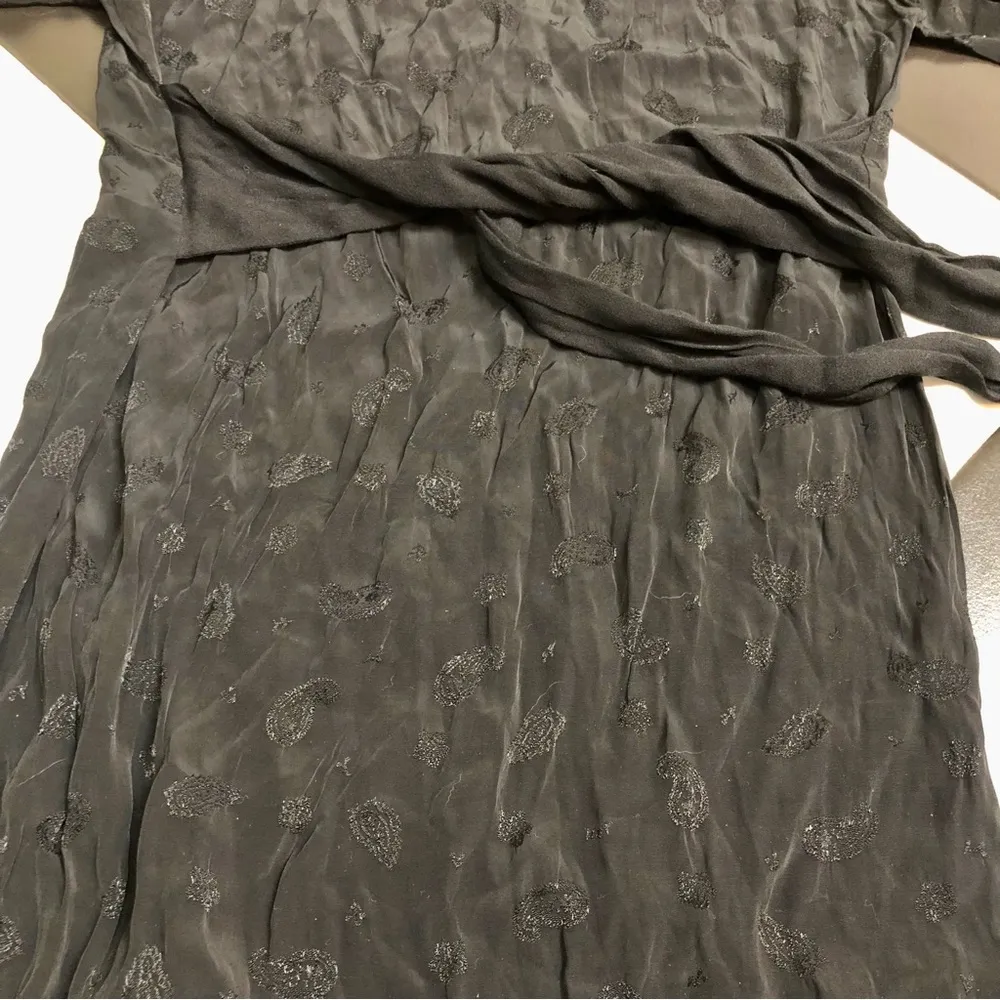 MAJE Rod Black Jacquard Viscose Cold Shoulder Mini Dress Ruffle Paisley LBD chic - Image 8