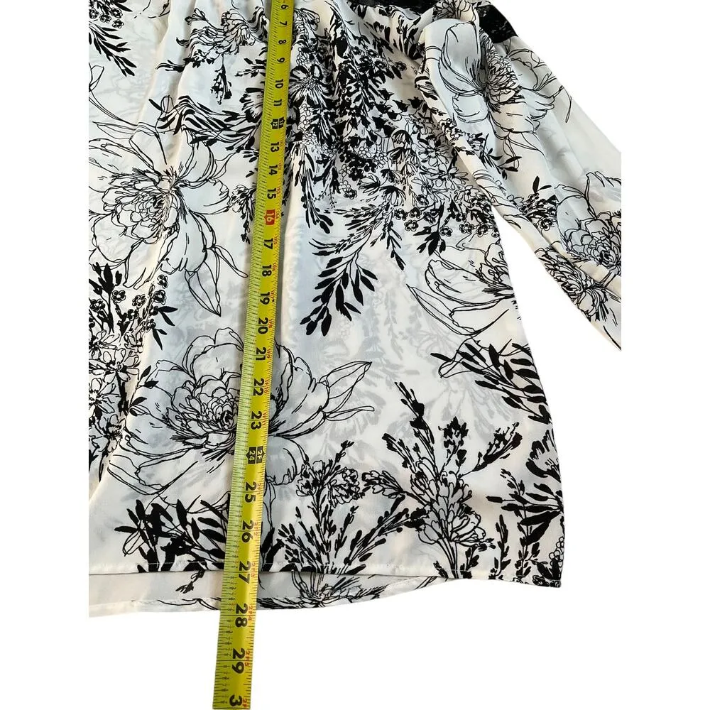 Kate & Mallory White & Black Cold Shoulder Long Sleeve Top Women Size XL | 9-14 - Image 4