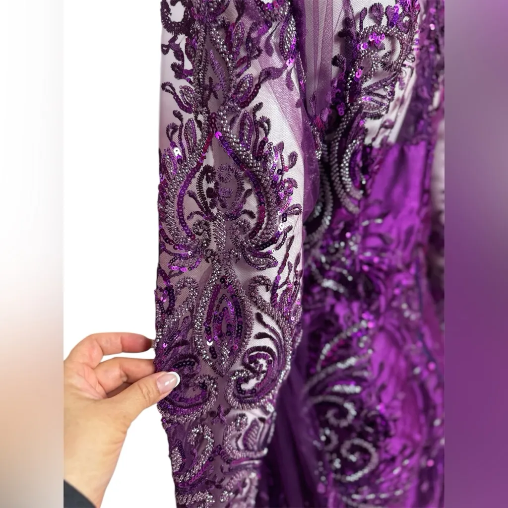 Unbranded Glamorous Elegant Purple Sequined/Jeweled Evening Formal Gown Size XL - Image 14