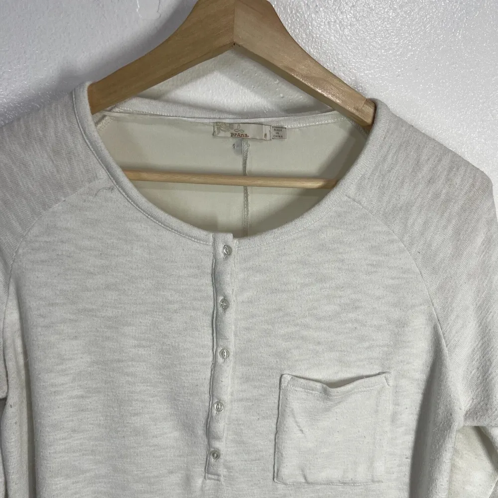 prAna Hensley Henley Top Womens Medium Beige Organic Cotton Blend Soft Casual - Image 8