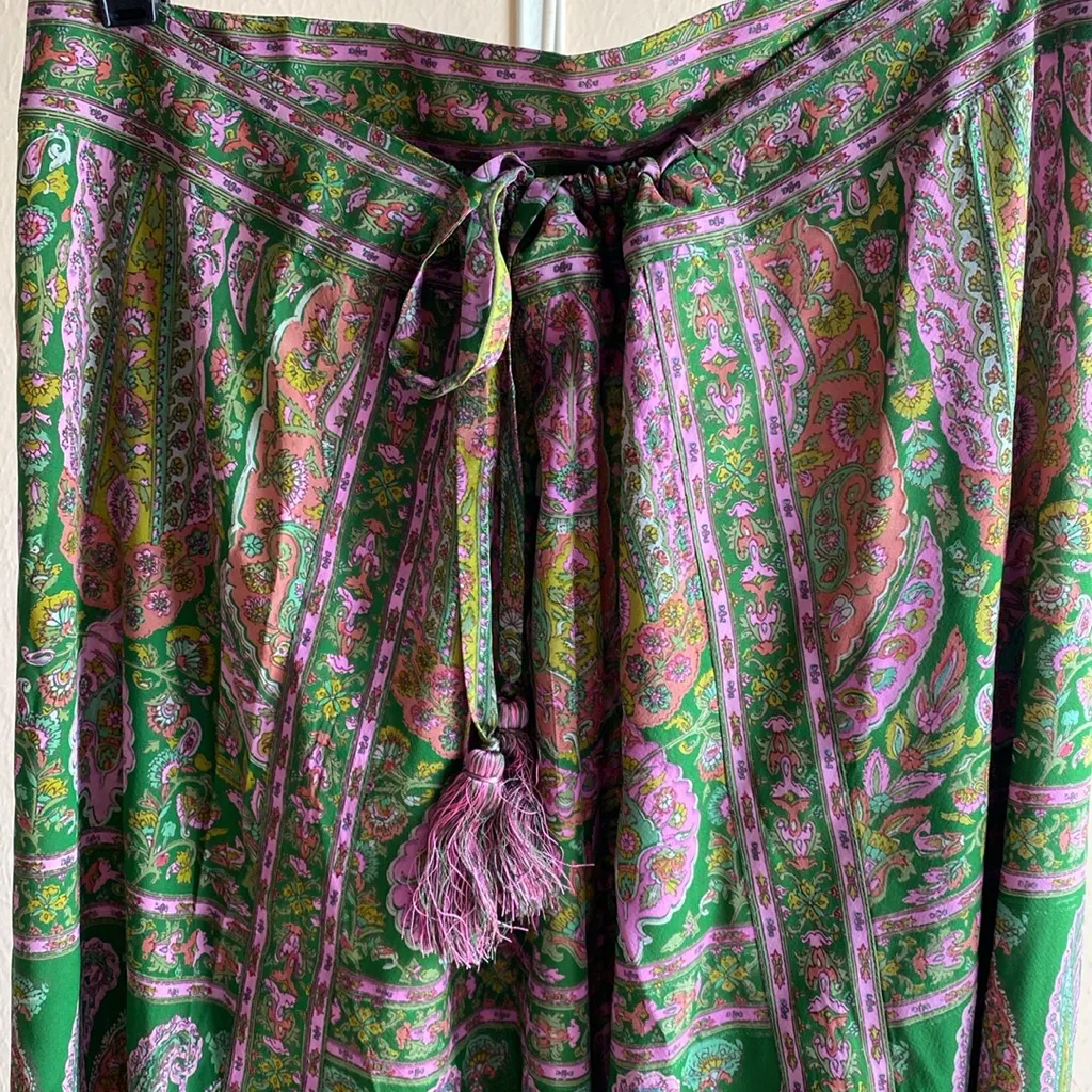 Calypso St Barth Green Silk Paisley Maxi Skirt M Ojala NWT - Image 9