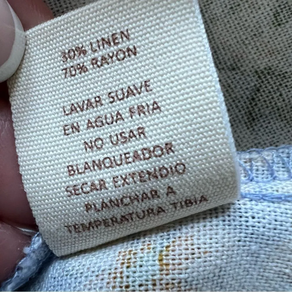 Hem & Thread NWT Peony Floral Ruffle Mini Dress Blue and Yellow Linen Size Small - Image 13