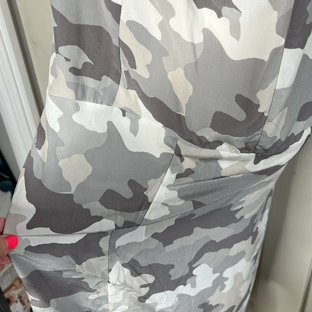 Camouflage Pure Dkny Silk Asymmetrical Tee Short camouflage Dress Sz Small ovrs - Image 5