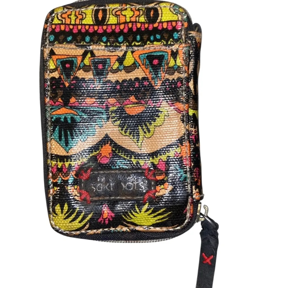SakRoots Colorful Patterned zipper Black Blue  Wallet Boho Floral - Image 2
