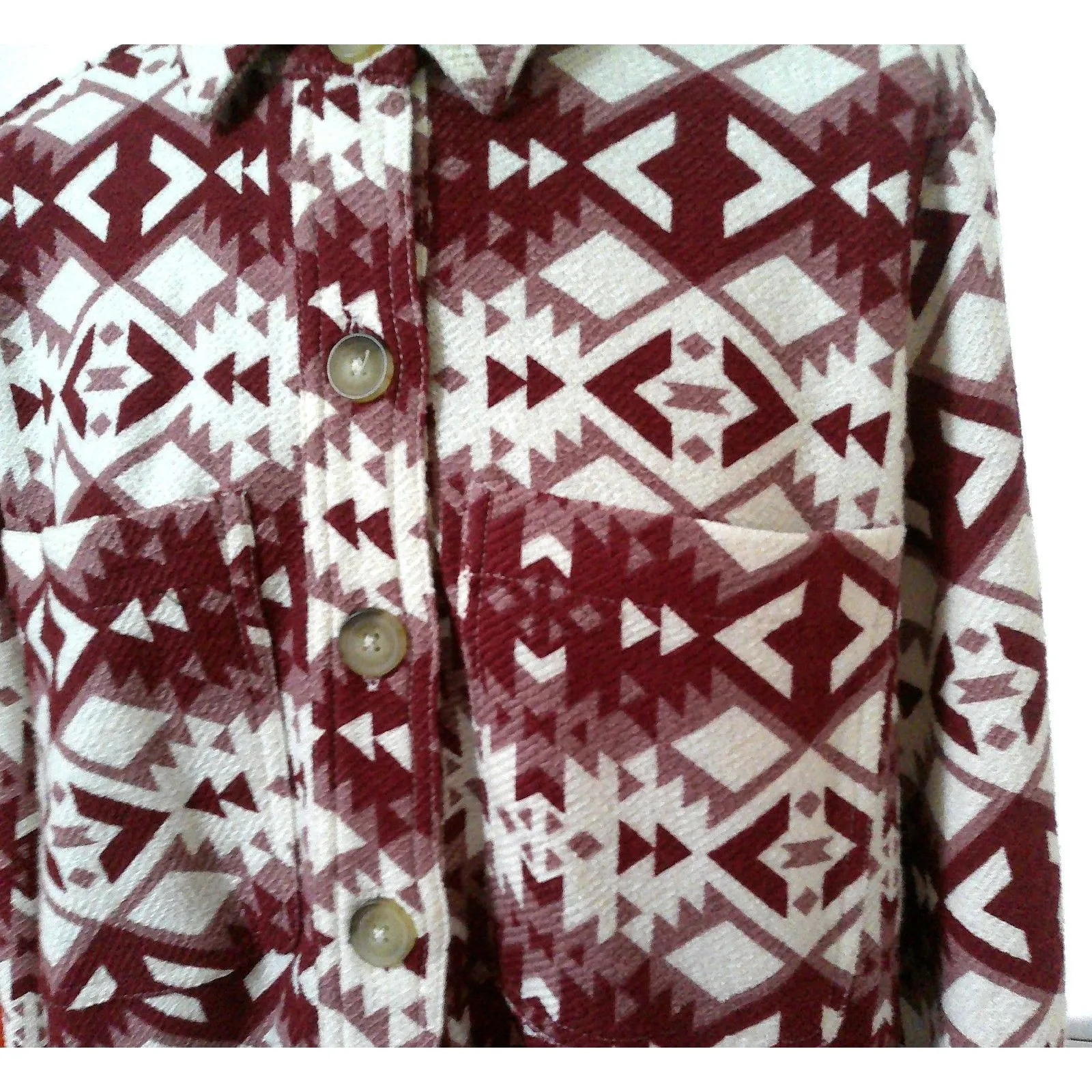 New NWT $85 Womens NWT S Ariat Fillmore Shirt Jacket Red Cream White Warm Button - Image 6