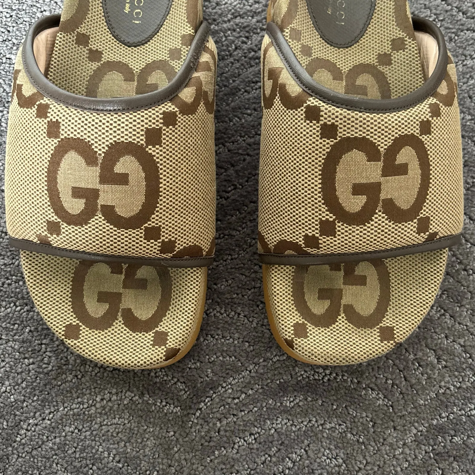 Gucci  Supreme Jumbo GG Monogram Platform Slide Sandal Camel Canvas Maxi Size 39 - Image 7