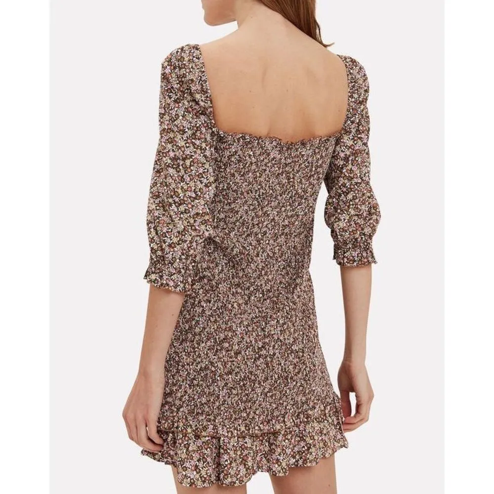 FAITHFULL THE BRAND Es Saada Floral Smocked Mini Dress size 2 - Image 3
