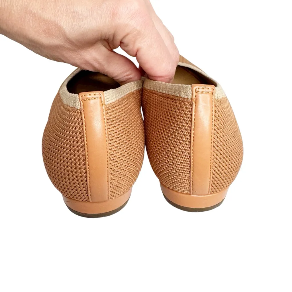 VIONIC DAHLIA TAN CREAM FABRIC BALLET FLATS SZ 7 - Image 7